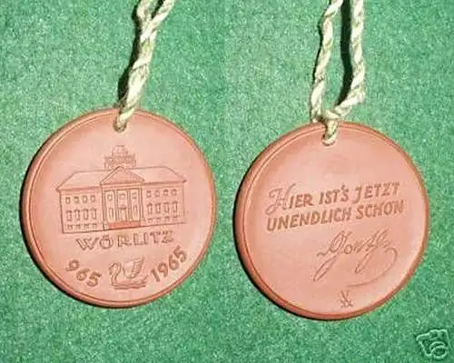 DDR Meißner Porzellan Medaille Wörlitz 965-1965