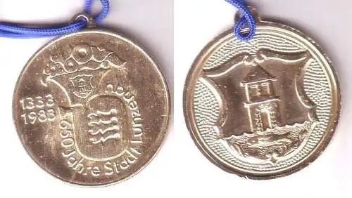 goldfarbene DDR Medaille 650 Jahre Stadt Lunzenau 1333 - 1983