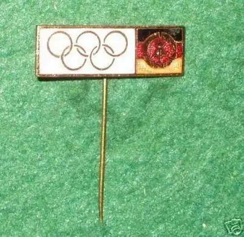 altes emailliertes DDR Abzeichen mit olympischen Ringen