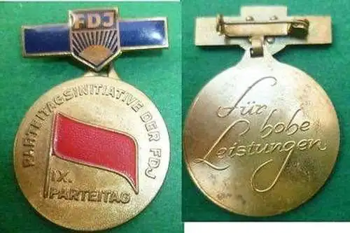 DDR Abzeichen FDJ Parteitagsinitiative IX. Parteitag
