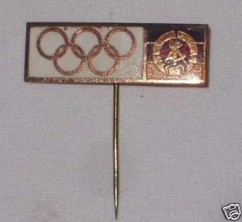 emaillierte DDR Anstecknadel mit olympischen Ringen