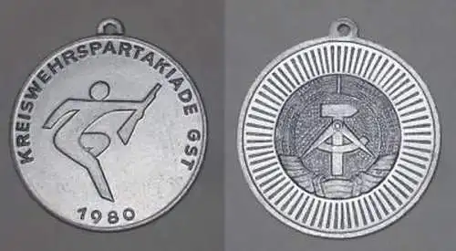 DDR Medaille Kreiswehrspartakiade der GST 1980