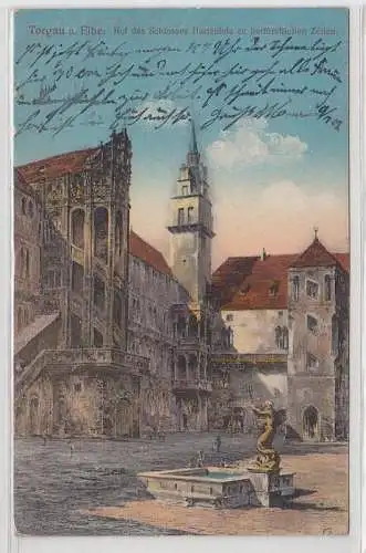 17434 Feldpost Ak Torgau Hof des Schlosses Hartenfels 1917