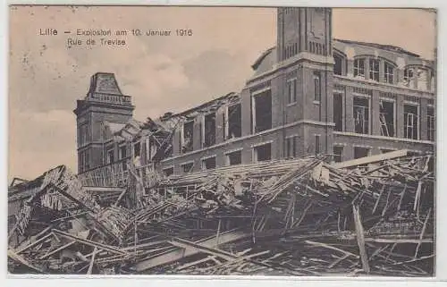 04384 Feldpost Ak Lille Explosion am 10. Januar 1916 Rue de Trevise