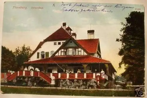 schöne Feldpost Ak Ostseebad Flensburg 1918