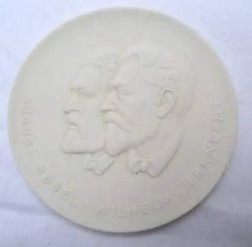 DDR Porzellan Medaille August Bebel Wilhelm Liebknecht