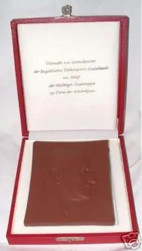 DDR Porzellan Medaille Partei d. Arbeiterklasse im Etui