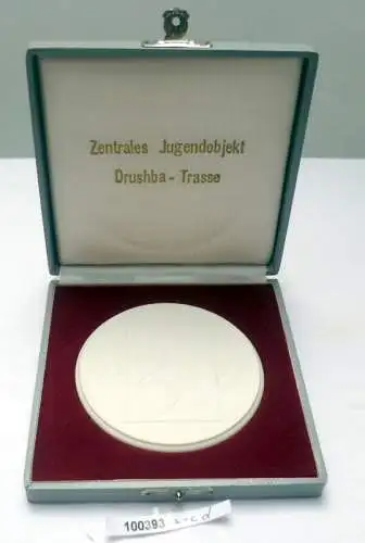 DDR Porzellan Medaille Drushba Trasse im Original Etui