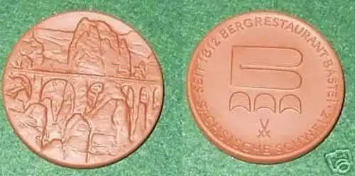 DDR Porzellanmedaille seit 1812 Bergrestaurant Bastei