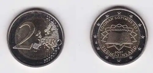 2 Euro Bi-Metall Münze Finnland 2007 römische Verträge Stgl. (167370)