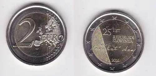 2 Euro Bi-Metall Münze Slowenien 2016 25 Jahre Unabhängigkeit Republik (167409)