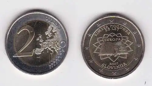 2 Euro Bi-Metall Münze Slowenien 2007 römische Verträge Stgl. (165969)