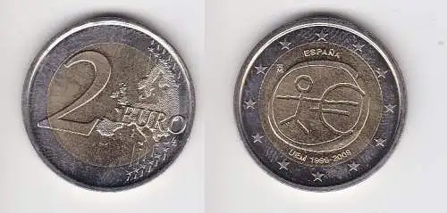 2 Euro Bi-Metall Münze Spanien 2009 europäische Währungsunion EMU (165114)