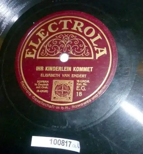 100817 Schellackplatte Electrola "Ihr Kinderlein kommet" "O du Fröhliche" um1930