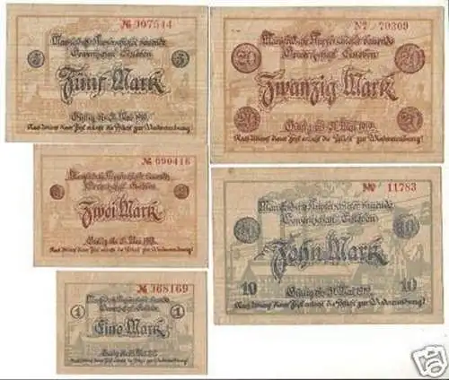 5 Banknoten Großnotgeld Gewerkschaft Eisleben 1919