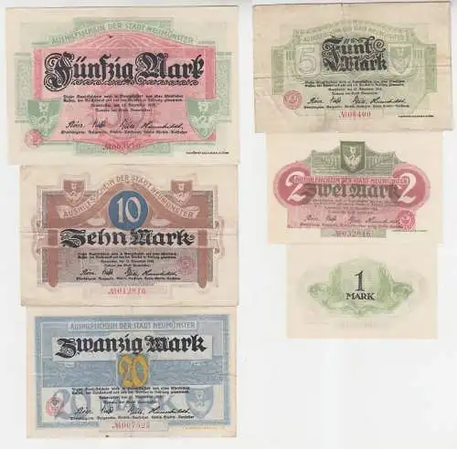 6 Banknoten Notgeld Stadt Neumünster 1918