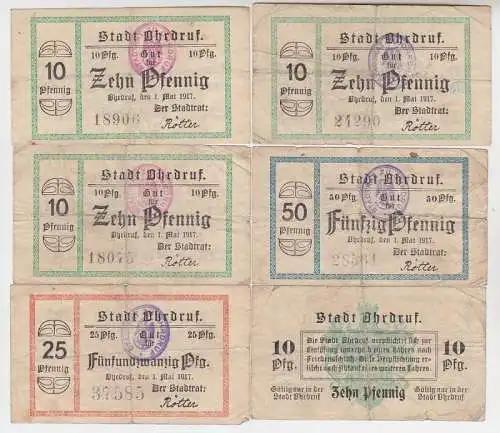 6 Banknoten Notgeld Stadt Ohrdruf 1917