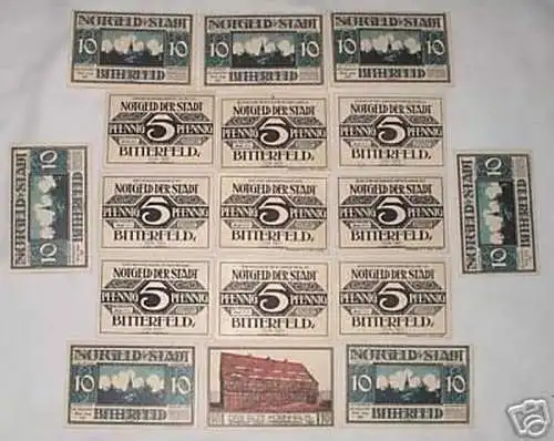 17 Banknoten Notgeld der Stadt Bitterfeld 1921