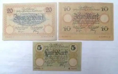 3 Banknoten Großnotgeld Stadt Dresden 1918