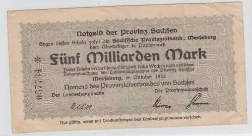 5 Milliarden Mark Banknote Inflation sächsische Provinzialbank Merseburg 1923