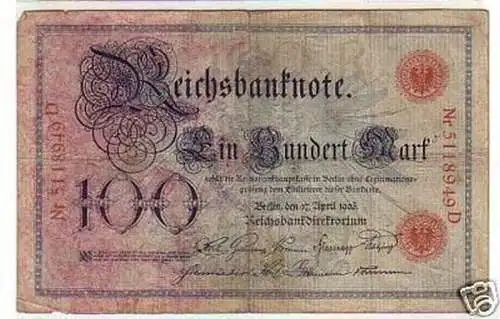 100 Mark Banknote Deutsches Kaiserreich 1903