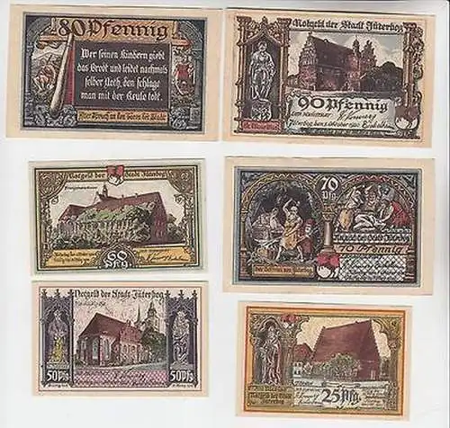 6 Banknoten Notgeld Stadt Jüterbog 1920 kassenfrisch (108335)