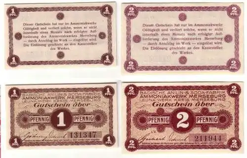 2 kassenfrische Banknoten BASF Ammoniak Merseburg um 1920