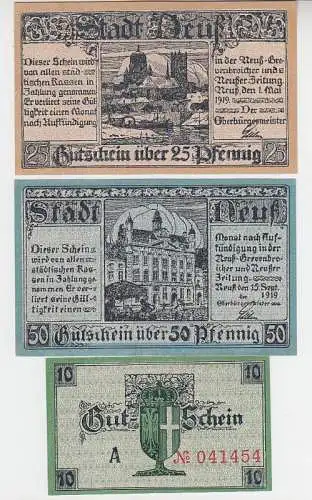 3 Banknoten Notgeld Stadt Neuß 1919