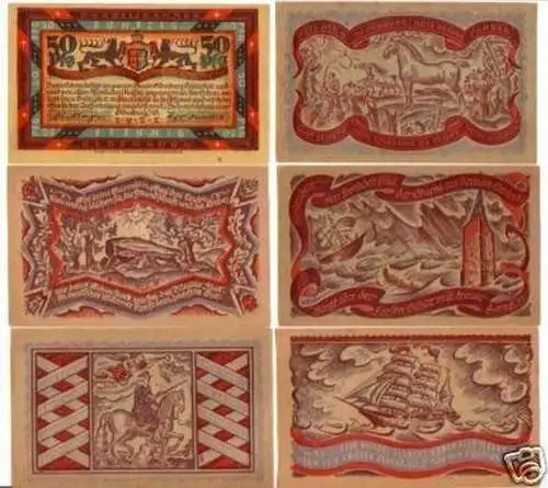 6 Banknoten Notgeld der Handelskammer Oldenburg 1921