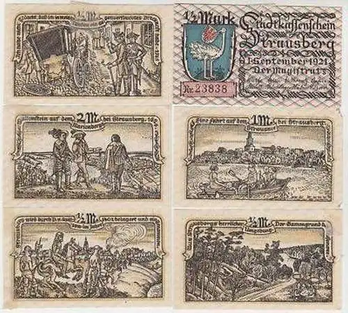 6 Banknoten Notgeld Stadt Strausberg 1921