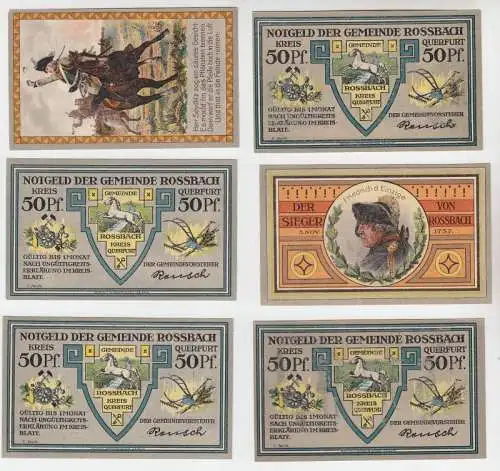 6 Banknoten Notgeld Gemeinde Rossbach Schlachtserie o.D. (1921)