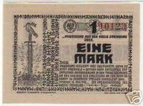 1 Mark Banknote Notgeld Kreis Steinburg 1918