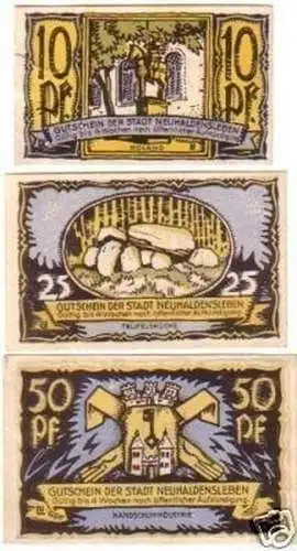 3 Banknoten Notgeld der Stadt Neuhaldensleben um 1921