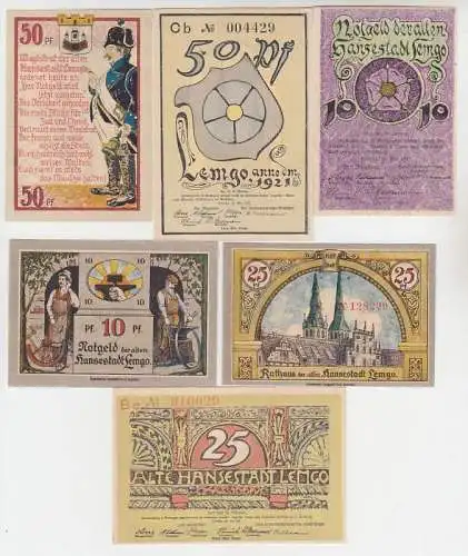 6 Banknoten Notgeld Stadt Lemgo 1921