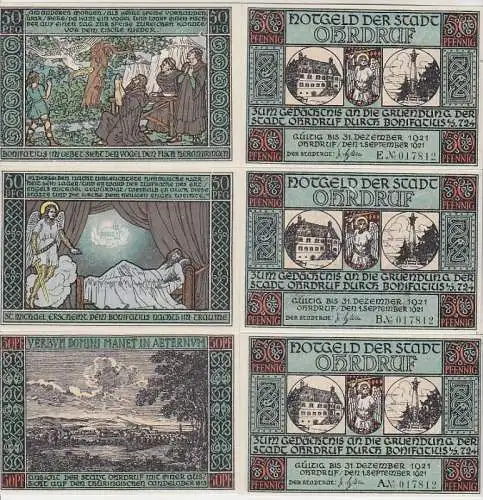 kompl. Serie 6 Banknoten Notgeld Stadt Ohrdruf 1921