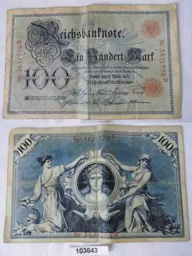 seltene 100 Mark Banknote Deutsches Kaiserreich 17. April 1903