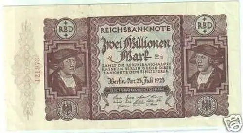 seltene Banknote 2 Millionen Mark23.7.1923 Rosenberg 89