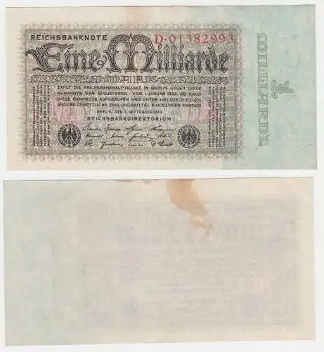 1 Milliarde Mark Banknote Inflation 10.09.1923 Rosenberg Nr.111a (111269)