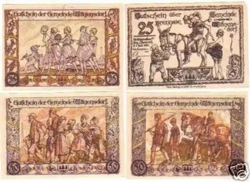 4 Banknoten Notgeld Gemeinde Wittgensdorf 1921