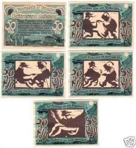 5 Banknoten Notgeld Stadt Lichtenstein Callnberg 1921