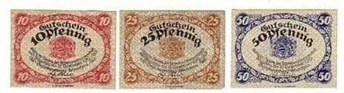 3 Banknoten Notgeld Bezirksverband Glauchau 1919