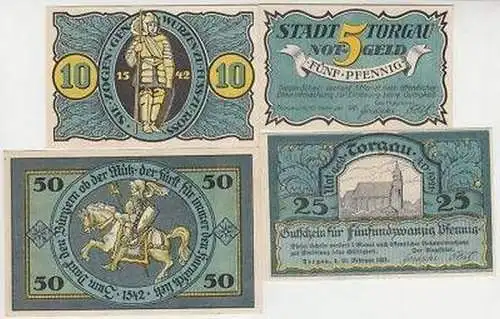 4 Banknoten Notgeld Stadt Torgau 1921