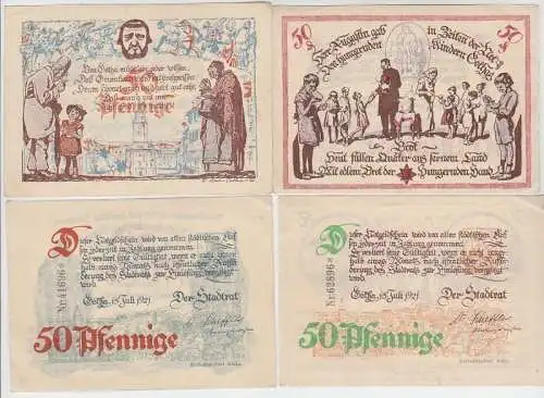 4 Banknoten Notgeld Stadt Gotha 1921