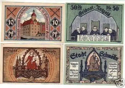 4 Banknoten Notgeld der Stadt Schmölln 1921