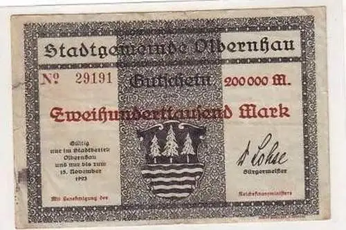 Banknote 100000 Mark Inflation Olbernhau 15.11.1923