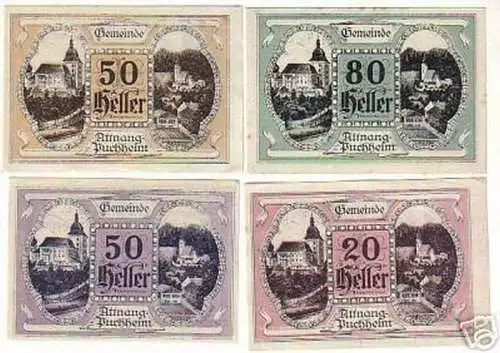 4 Banknoten Notgeld Gemeinde Attnang Puchheim 1920