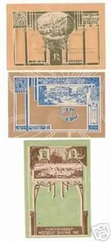 3 Banknoten Notgeld Ortsgemeinde Oehling N.Ö. 1920