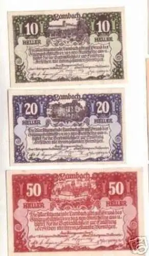 3 Banknoten Notgeld Marktgemeinde Lambach 1920 (100789)