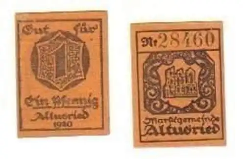 1 Pfennig Banknote Notgeld Marktgemeinde Altusried 1920