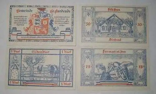 4 Banknoten Notgeld der Gemeinde Groß Nordende 1921